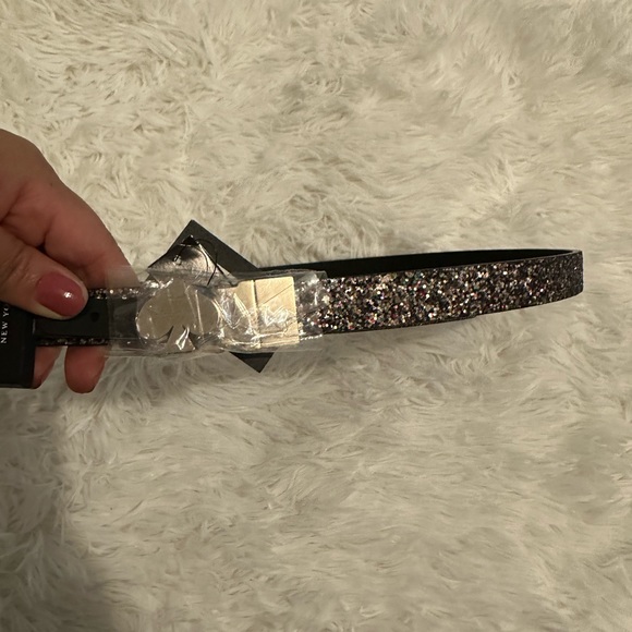 NWT! KATE SPADE GLITTERED SLIVER SPADE BELT - Picture 4 of 4